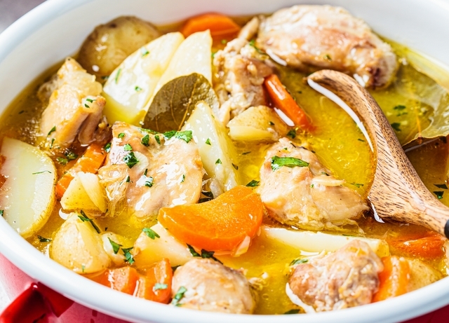 Chicken stew with vegetables and potatoes