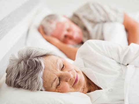 elderly couple sleeping